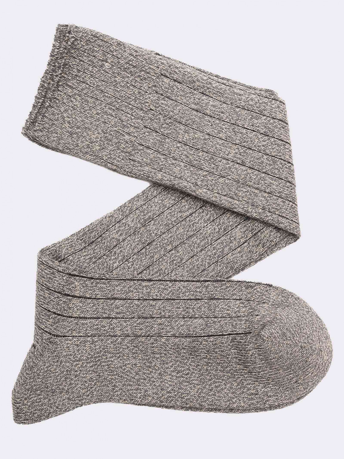 Lange Socken aus warmer Baumwolle aus geripptem Melange-Garn für Herren