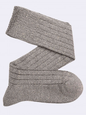 Men's ribbed melange yarn knee high socks in warm cotton