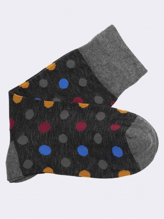 Men's crew polka dot patterned socks in warm cotton