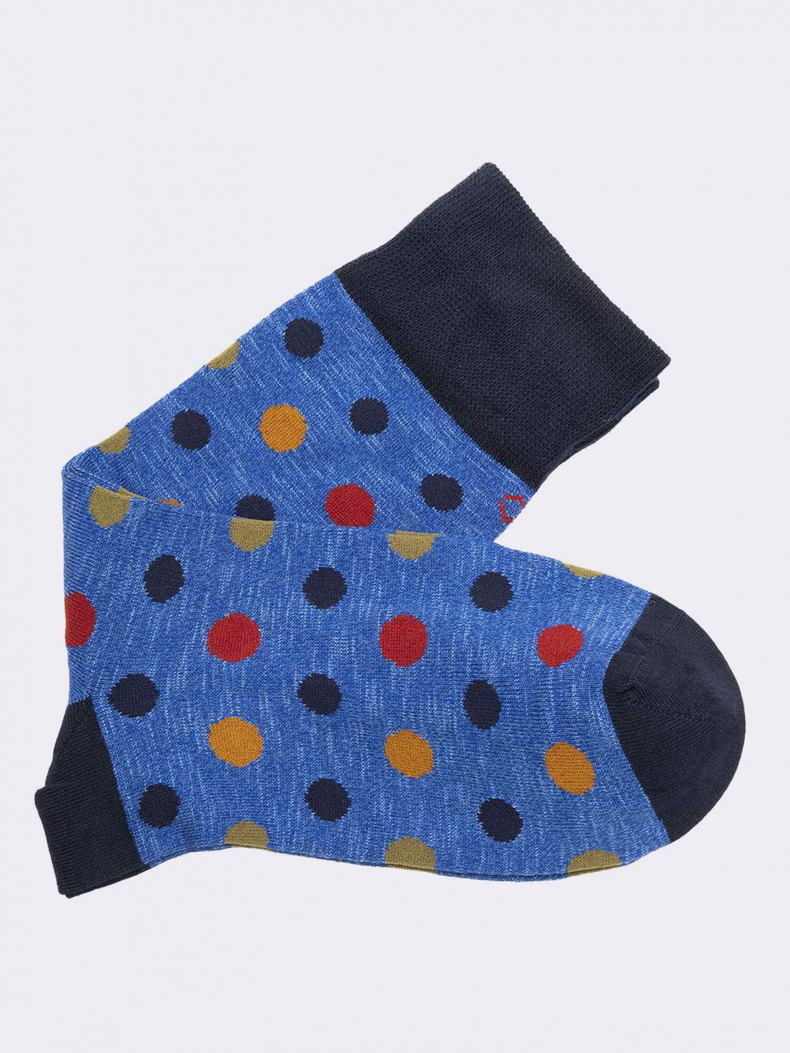 Men's crew polka dot patterned socks in warm cotton