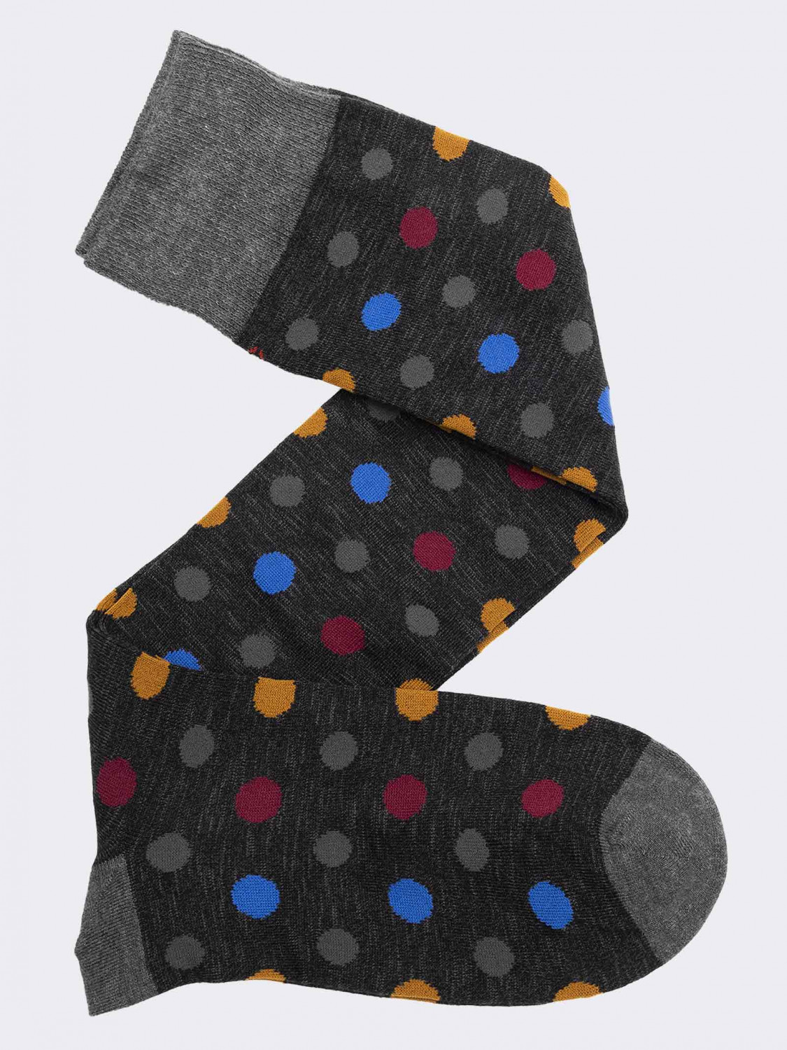 Men's knee-high polka dot patterned socks in warm cotton