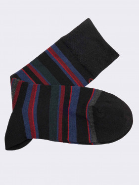 Men's striped crew socks in warm cotton