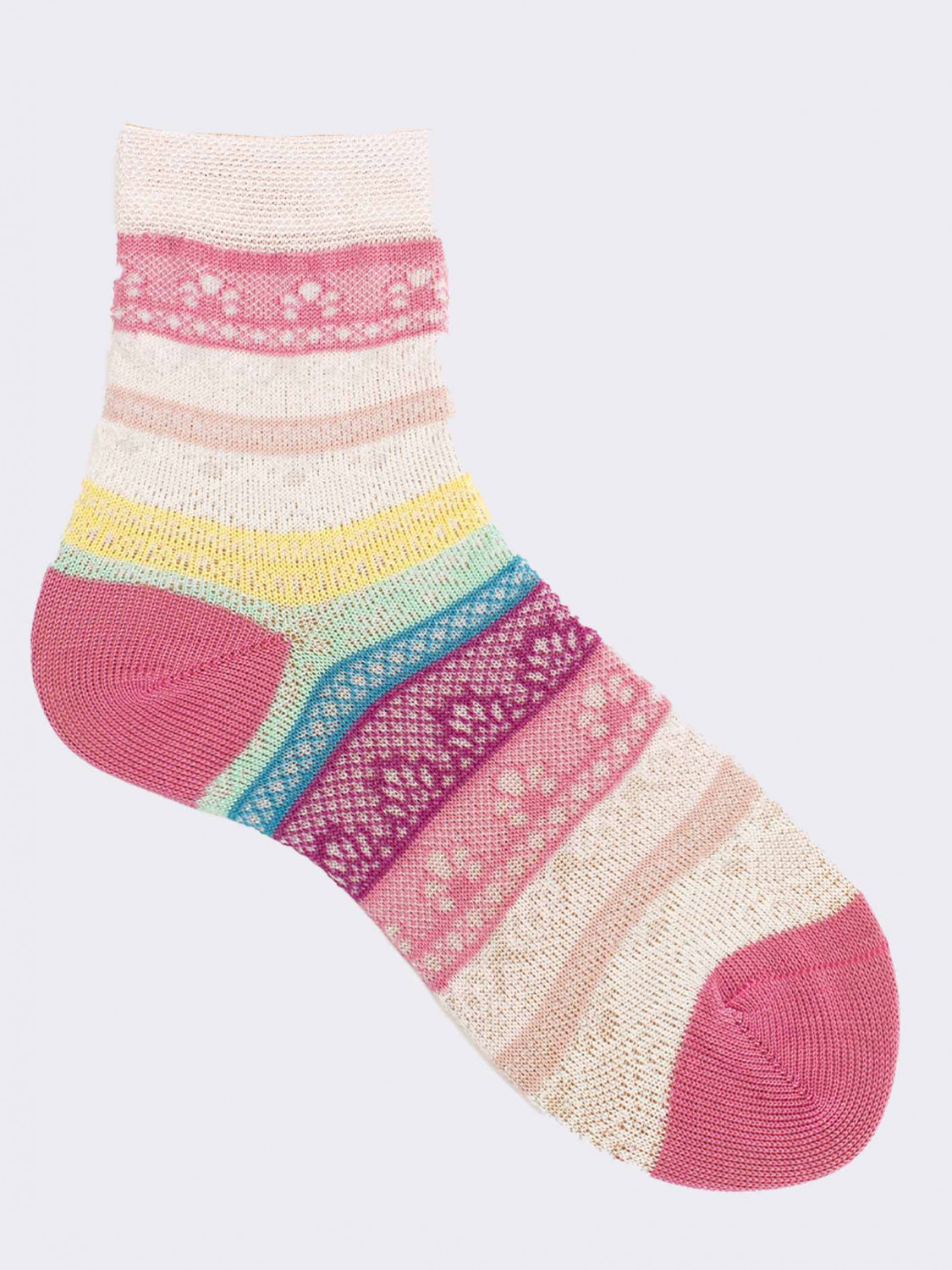 Girl's short socks with colorful lace inserts