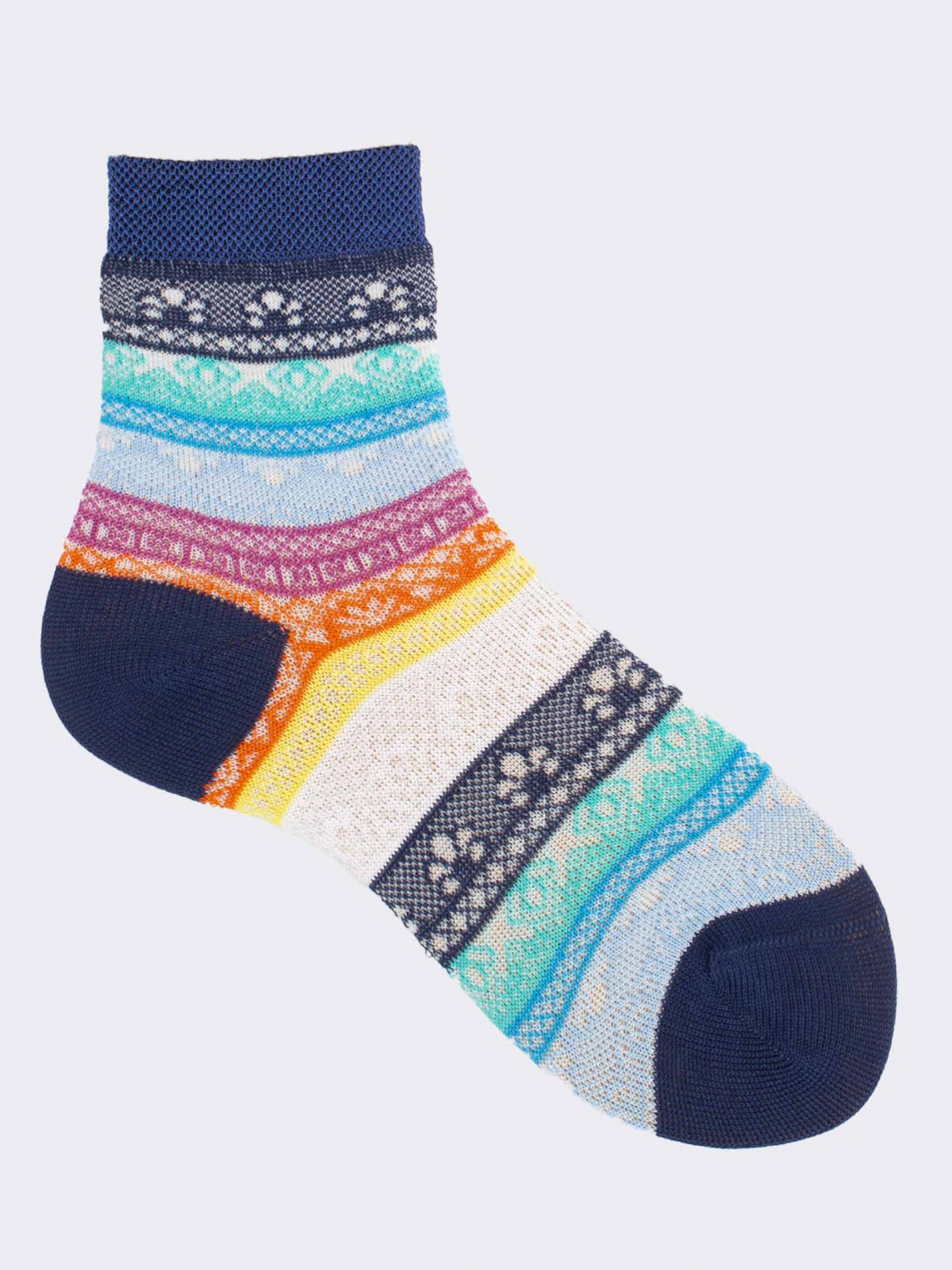 Kurze Socken für Mädchen mit farbigen Spitzeneinsätzen