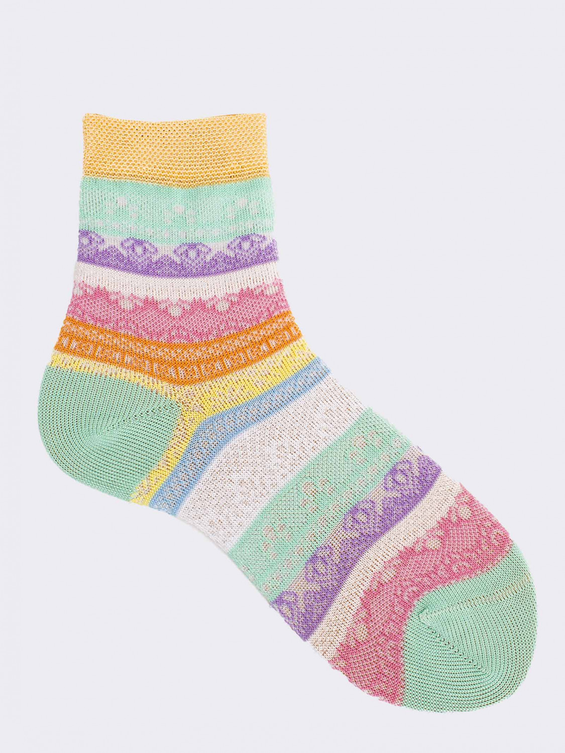 Girl's short socks with colorful lace inserts