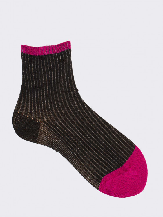 Kurze Socken aus Lurex mit Rippenmuster für Mädchen