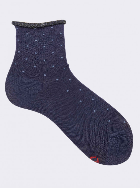 Women's square patterned crew socks in warm cotton