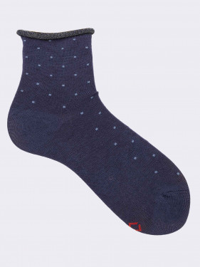 Women's square patterned crew socks in warm cotton
