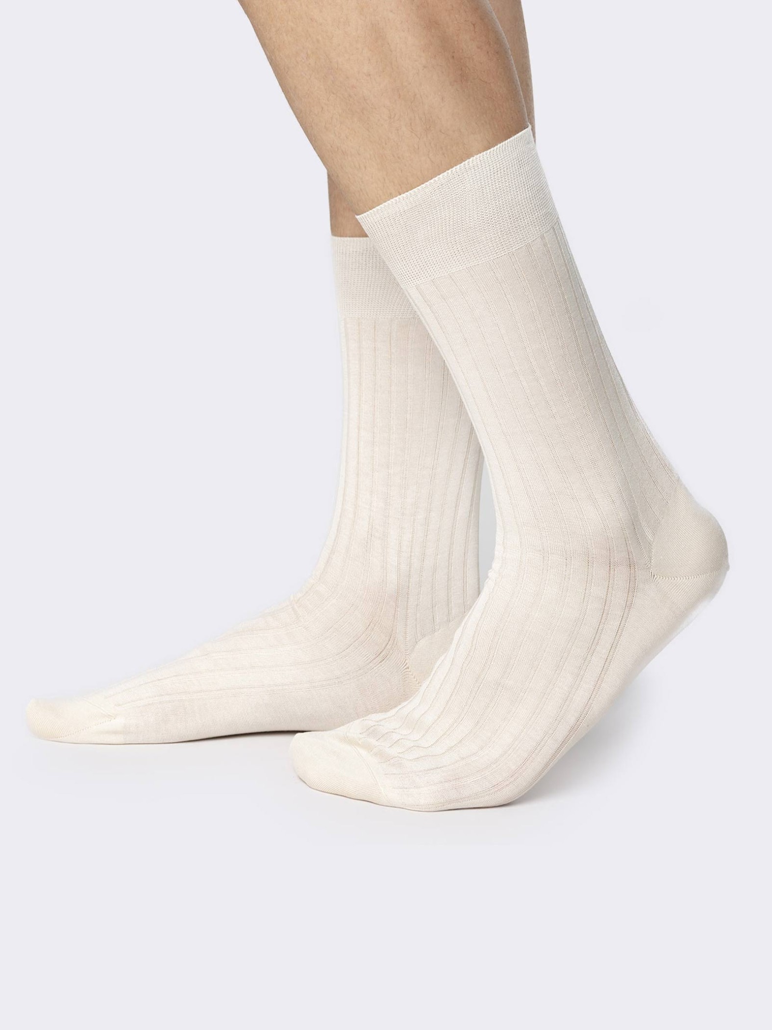 Classic rib 100% Fil d'Écosse cotton lisle chiffon Duchino socks - Made in Italy