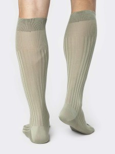 Classic rib 100% Fil d'Écosse cotton lisle chiffon Duchino Knee high socks - Made in Italy