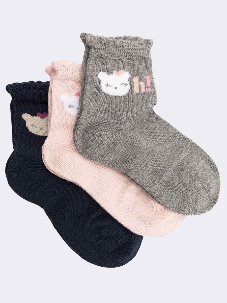 OH baby patterned crew socks in warm cotton