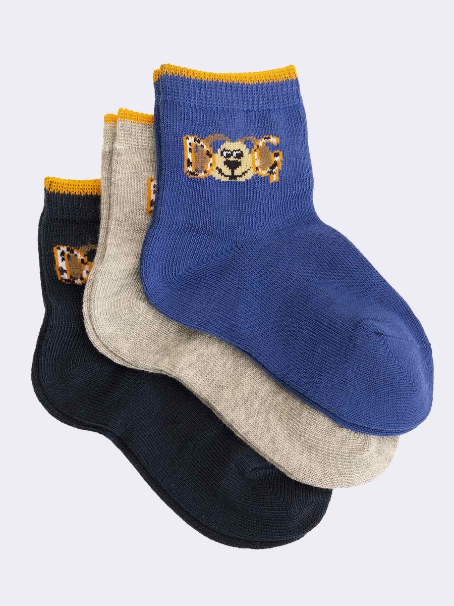 Dog patterned baby crew socks in warm cotton