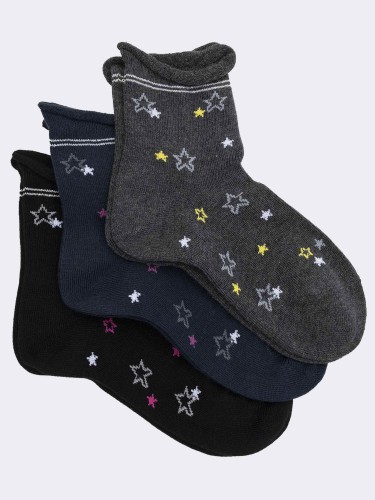 Kurze Socken mit Sternenmuster für Mädchen aus warmer Baumwolle