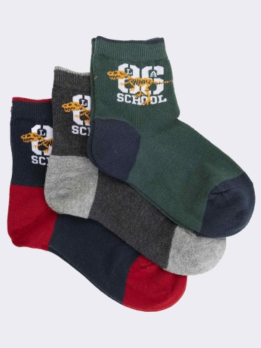 Dinosaur patterned baby crew socks in warm cotton