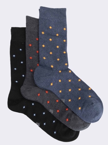 Drei Socken mit Krawattenmuster für Männer aus warmer Baumwolle