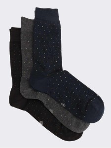 Men's short socks with dot pattern in warm cotton