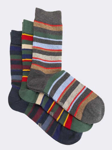 Men's striped crew socks in warm cotton