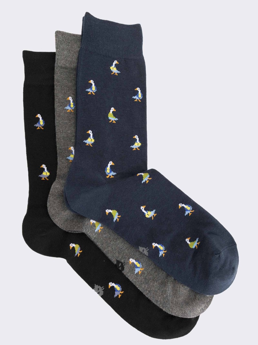 Men's duck patterned crew socks in warm cotton
