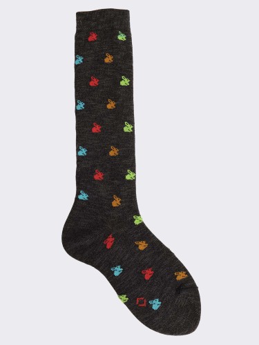 Boys' knee high socks with bunny pattern in warm cotton