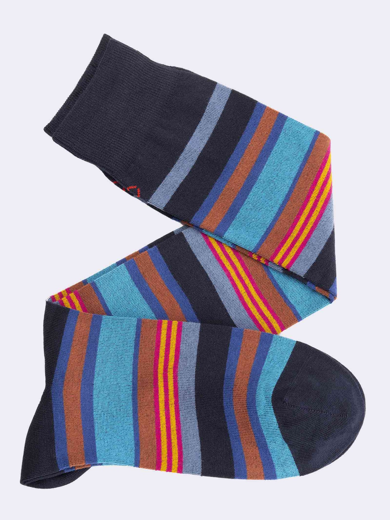 Men's patterned knee high socks in warm cotton bands