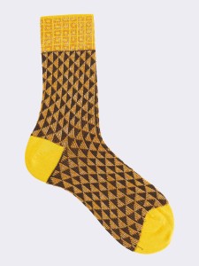 Women's geometric lurex patterned crew socks in warm cotton