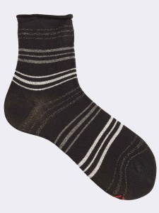 Women's striped crew socks in warm cotton