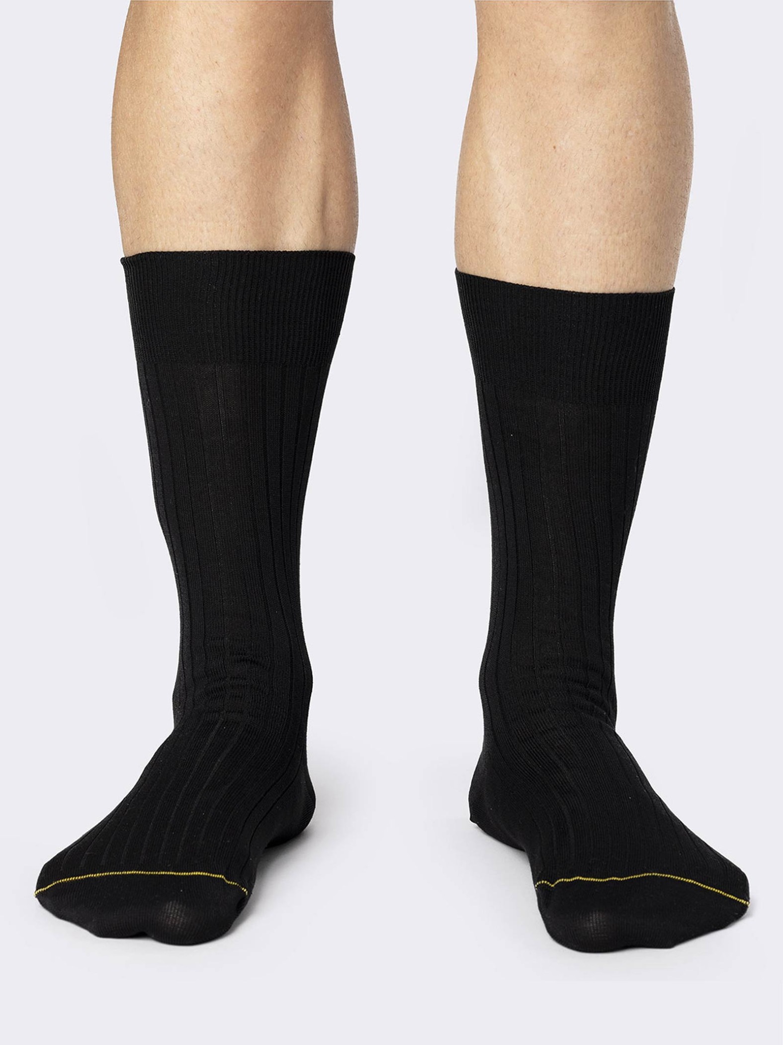 Mid-calf short classic rib socks, medium weight cotton - reinforced toe - Made in Italy