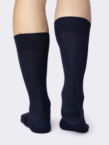 Mid-calf short classic rib socks, medium weight cotton - reinforced toe - Made in Italy