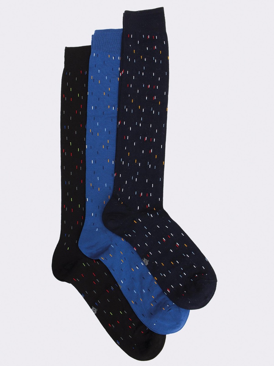 Three of a kind long socks for men with colored lines