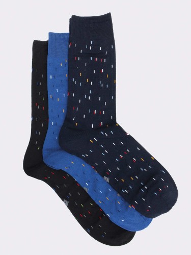 Three of a  crew socks for men with colored lines