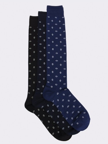 Tris knee high socks for men with oval pattern in cool cotton
