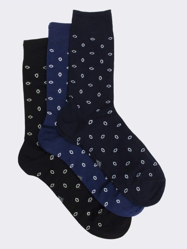 Tris knee - high socks for men with oval pattern in cool cotton