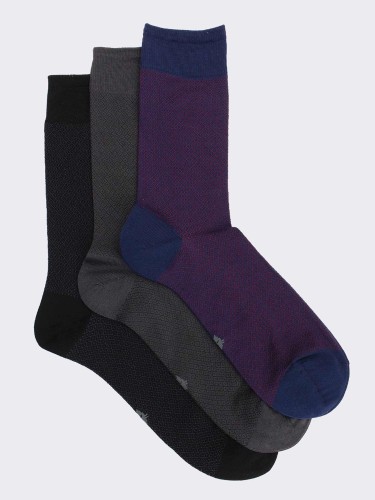 Tris elegant patterned men's socks in cool cotton