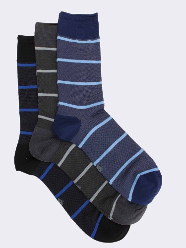 Tris crew striped men's socks in cool cotton