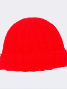 100% Cashmere wide-ribbed cap