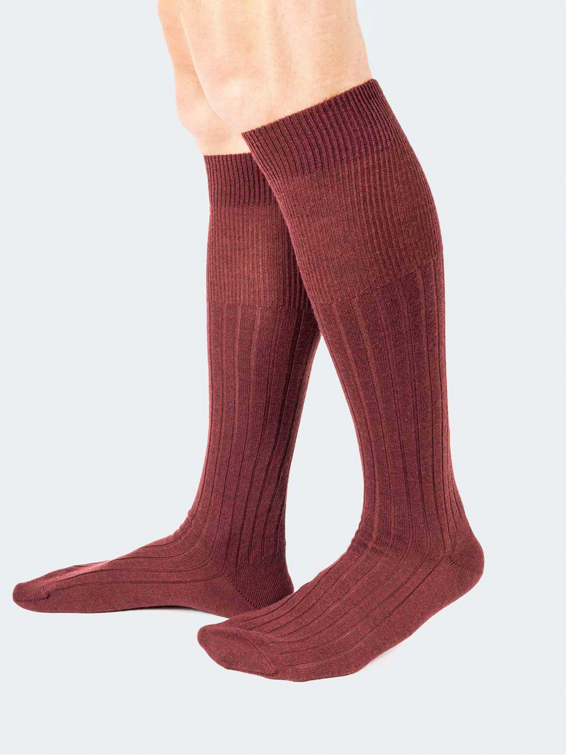 Knee high socks wide rib pure lambswool 100% Wool - Made in Italy