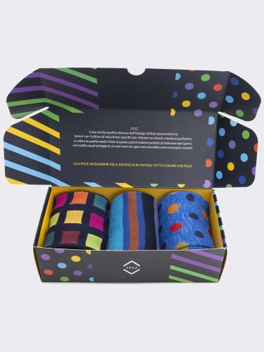Geschenkpackung 3 Paar Herren Socken aus warmer Baumwolle - Geschenkidee Made in Italy