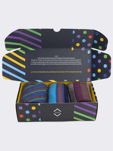 Geschenkpackung 3 Paar Herren Socken aus warmer Baumwolle - Geschenkidee Made in Italy
