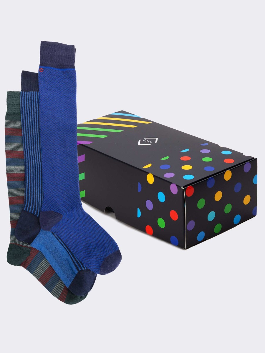 Gift Box 3 Pairs Men's Fresh Cotton Fantasy Socks - Gift Idea Made in Italy