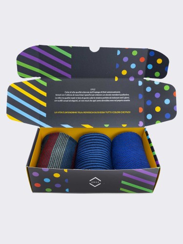 Geschenkpackung 3 Paar Socken aus frischer Baumwolle für Männer - Geschenkidee Made in Italy