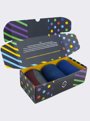 Gift Box 3 Pairs Men's Fresh Cotton Fantasy Socks - Gift Idea Made in Italy