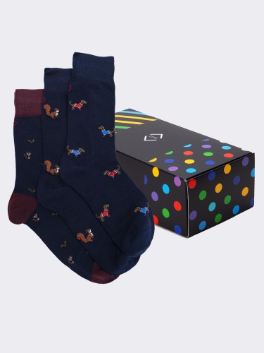 Gift box 3 pairs of men's animal patterned socks - Gift idea Made in Italy