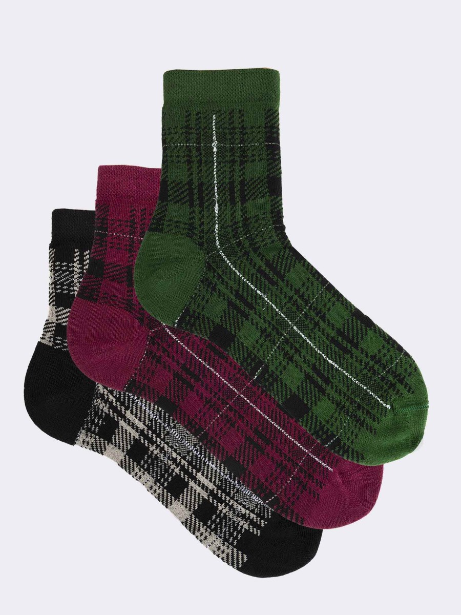 Three women's patterned socks in warm cotton