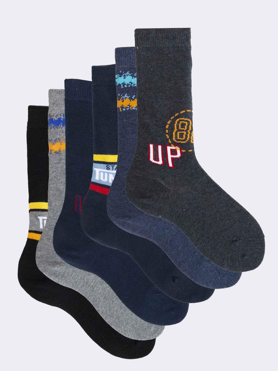 Six pairs of mixed patterned children's crew socks
