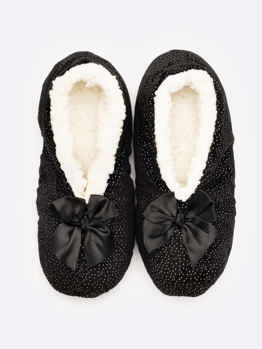 Women's slippers with bow and soft interior