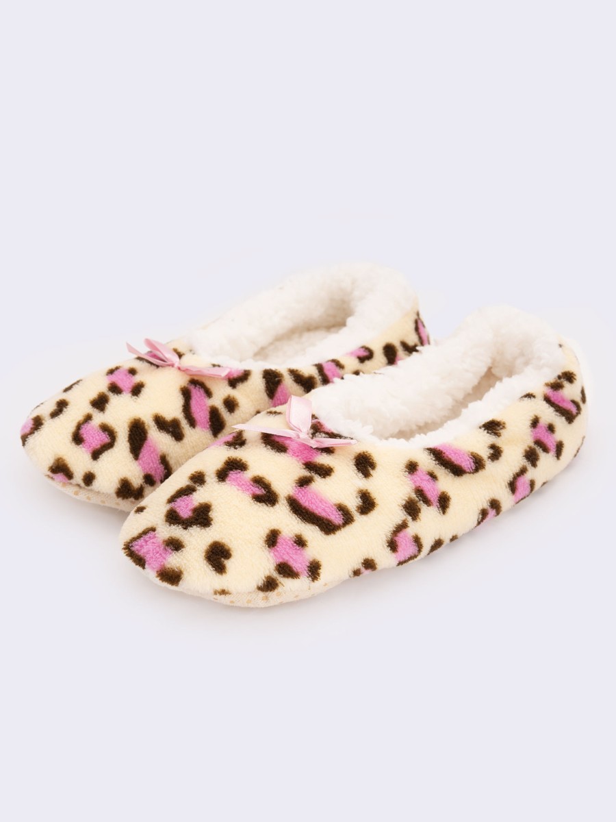 Women's animalier patterned slippers with soft interior