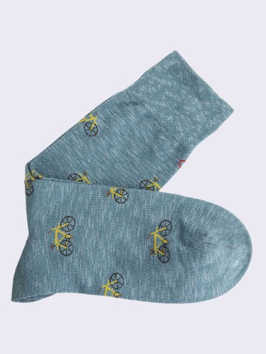 Men's crew bicycle patterned socks in warm cotton