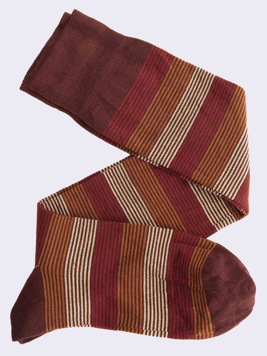 Men's striped knee - high socks in 3 colours in warm cotton