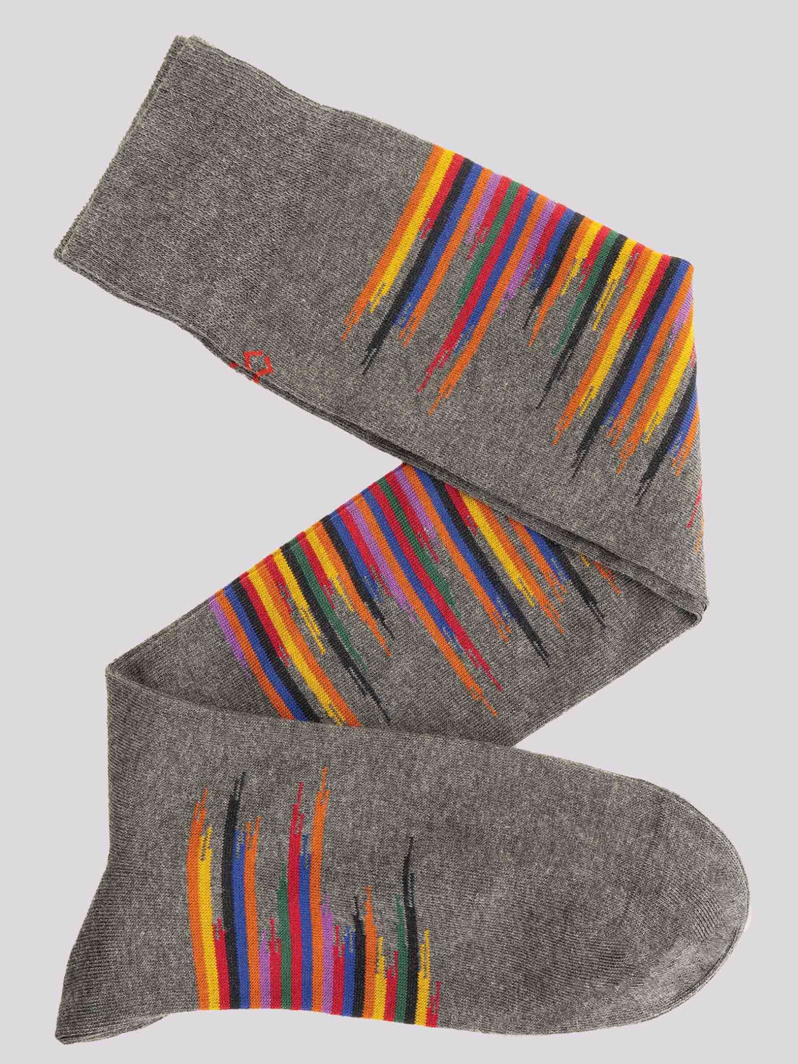Men's abstract coloured long socks in warm cotton