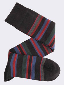 Kniestrümpfe für Männer mit Streifen und Bändern aus warmer Baumwolle